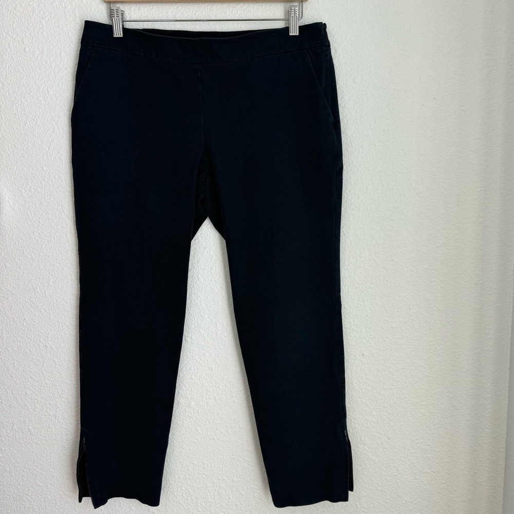 Eileen Fisher Womens Black Straight Ankle Side Zip Organic Cotton Pants Size M